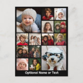 Instagramフォトコラージュ – 最大14枚の写真黒 ポストカード (正面)