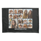 Instagramフォトコラージュ – 最大14枚の写真黒 枕カバー (正面)