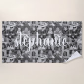 Instagramフォトコラージュ – 最大16枚 ビーチタオル (正面)