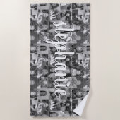 Instagramフォトコラージュ – 最大16枚 ビーチタオル (正面)