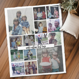 Instagramフォトコラージュ – 14枚 – スクリプト文字 フリースブランケット