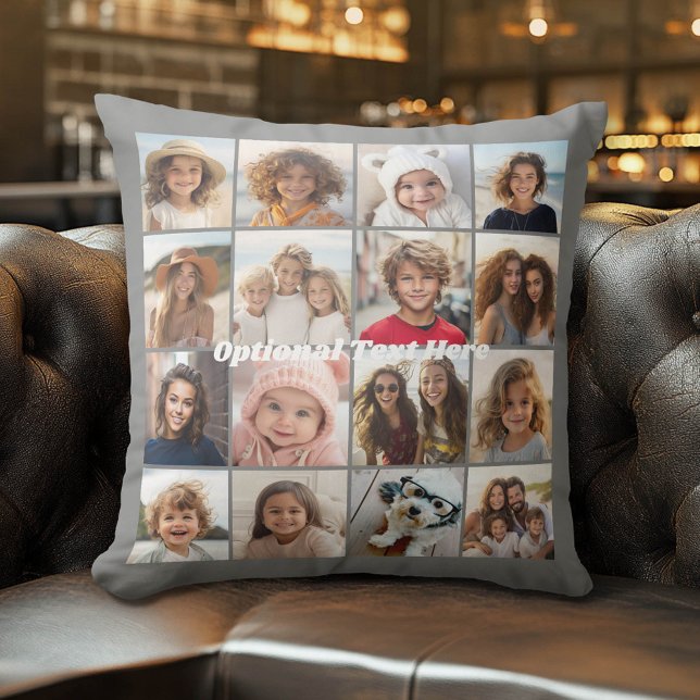 Instagramフォトコラージュ – 16枚の写真でカラーを編集 アウトドアクッション (Custom Photo Pillow)