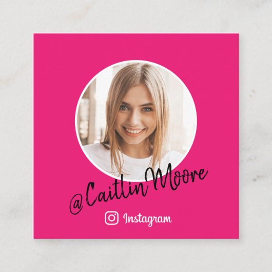 Instagramフォトスクリプトホットピンクソーシャルメディア コーリングカード (正面)