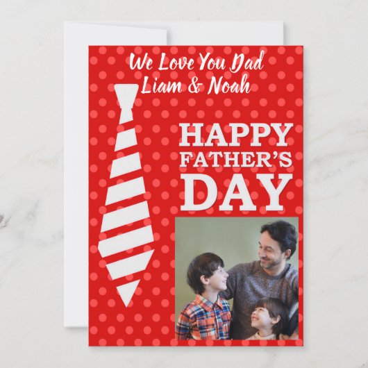 Instagramフォトネクタイ赤いドットファーザーデイカード 招待状 (正面)