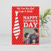 Instagramフォトネクタイ赤いドットファーザーデイカード 招待状 (スタンド正面)