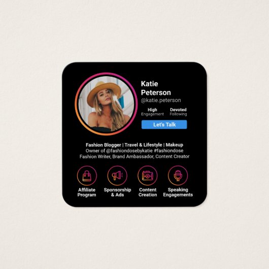 Instagramフォトブラックトレンディーソーシャルメディアのブランド (正面)