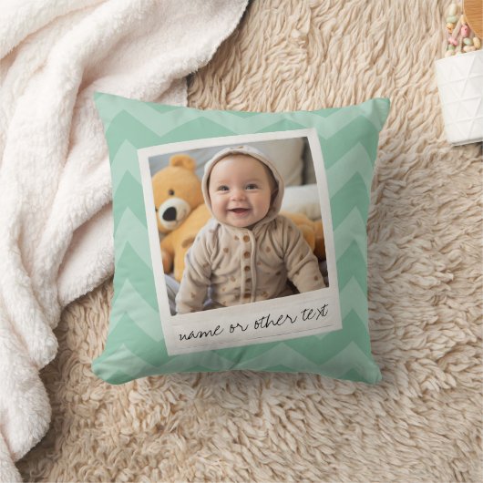 Instagramフォトレトロフレームカスタム文字ミントグリーン クッション (ブランケット)