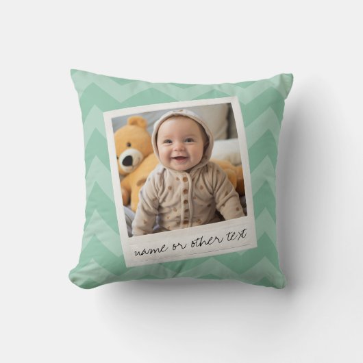 Instagramフォトレトロフレームカスタム文字ミントグリーン クッション (正面)