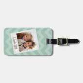 Instagramフォトレトロフレームカスタム文字ミントグリーン ラゲッジタグ (正面横)