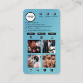 Instagramブルー&ブラック美しいサロンプロフェッショナル 名刺 (正面)