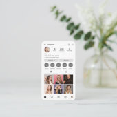InstagramプロファイルヘアサロンフォトグリッドQRコード 名刺 (スタンド正面)