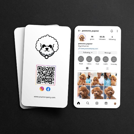 Instagramプロフィール犬インフルエンサー写真QRコード 名刺