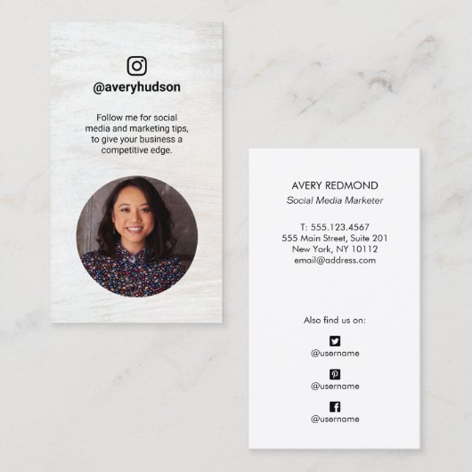 Instagramプロフェッショナルソーシャルメディアマーカー 名刺 (正面/裏面)