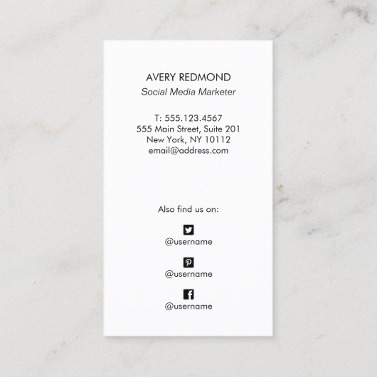 Instagramプロフェッショナルソーシャルメディアマーカー 名刺 (裏面)