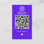 InstagramヘアスタイリストバイオレットQRコードソーシャルメディア 名刺 (裏面)