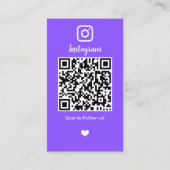 InstagramヘアスタイリストパープルQRコードソーシャルメディア 名刺 (裏面)