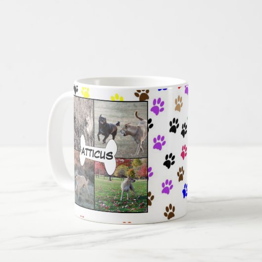 Instagramペット写真のコラージュのモノグラムの足のプリント コーヒーマグカップ (正面左)