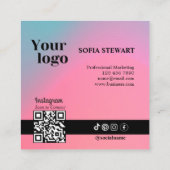 Instagramホロ後を追グラフィックグラディエントSNS スクエア名刺 (裏面)
