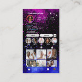 Instagramメイクアップアーティストピンク&ブルーQRコード 名刺 (正面)