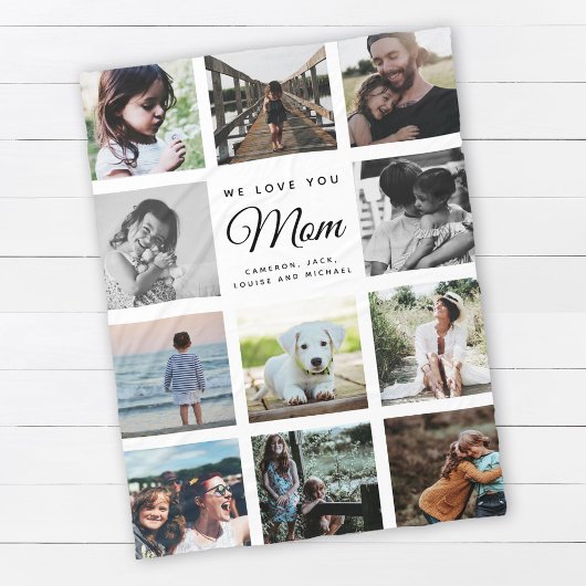 Instagramモダンフォトコラージュ母の日家族 フリースブランケット