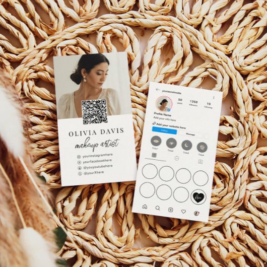 InstagramライトテーマQRコードロイヤリティパンチカード 名刺