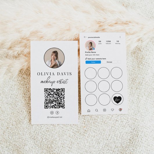 InstagramライトテーマQRコードロイヤリティパンチカード 名刺