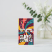 InstagramレトロヴィンテージレイQRコードソーシャルメディア 名刺 (スタンド正面)