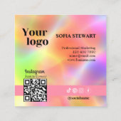 Instagram上後を追のホロフィックエステティシャン スクエア名刺 (裏面)