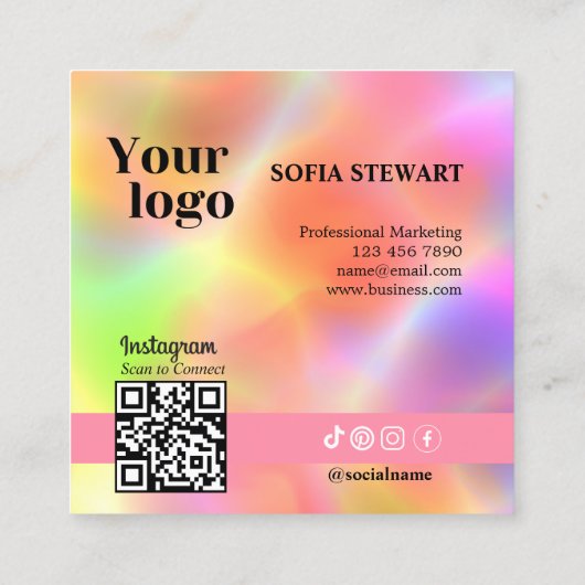 Instagram上後を追のホロフィックエステティシャン スクエア名刺 (裏面)