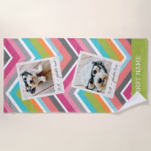 Instagram写真のコラージュとシェフカラフルロン ビーチタオル (正面)