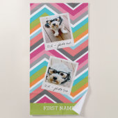 Instagram写真のコラージュとシェフカラフルロン ビーチタオル (正面)