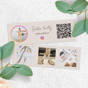 Instagram写真ソーシャルメディ食べ物を与えアQRコードピンク スキニー名刺