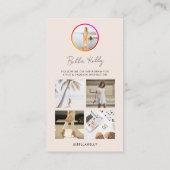 Instagram写真ソーシャルメディ食べ物を与えアQRコードピンク 名刺 (裏面)