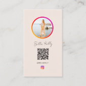 Instagram写真ソーシャルメディ食べ物を与えアQRコードピンク 名刺 (正面)