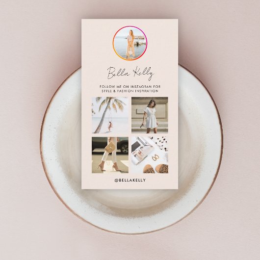 Instagram写真ソーシャルメディ食べ物を与えアQRコードピンク 名刺