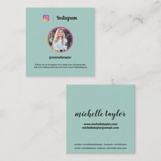 Instagram写真トレンディーソーシャルメディアモダンティール(緑がかった色) コーリングカード (正面/裏面)