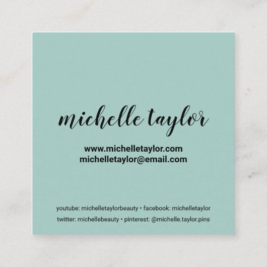 Instagram写真トレンディーソーシャルメディアモダンティール(緑がかった色) コーリングカード (裏面)