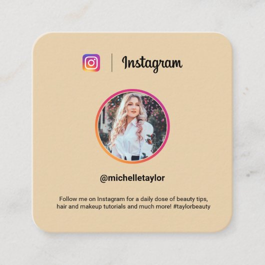 Instagram写真トレンディーソーシャルメディアモダン黄色 コーリングカード (正面)