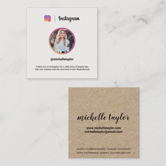 Instagram写真トレンディーソーシャルメディア茶色いかだ コーリングカード (正面/裏面)