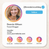 Instagram写真トレンディーソーシャルメディモダンア スクエアペーパーコースター (正面)