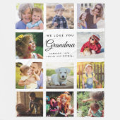 Instagram写真モダンコラージュおばあちゃんナナファミリー フリースブランケット (正面)