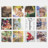 Instagram写真モダンコラージュおばあちゃんナナファミリー フリースブランケット (正面(横))