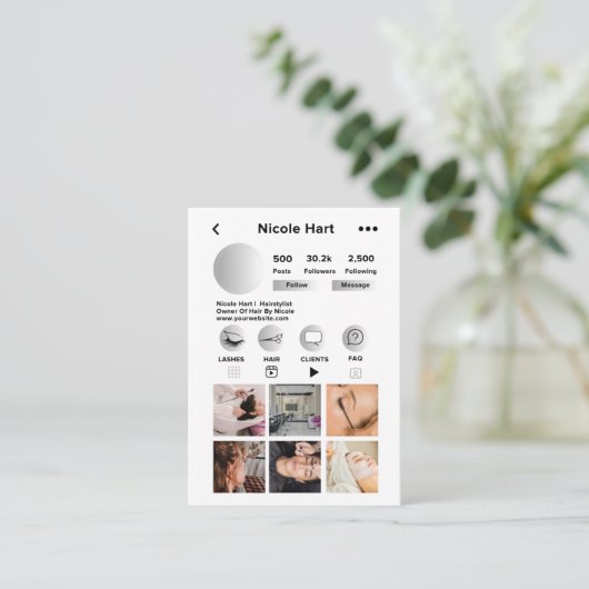 Instagram名刺、DIY Canva名刺 名刺 (スタンド正面)