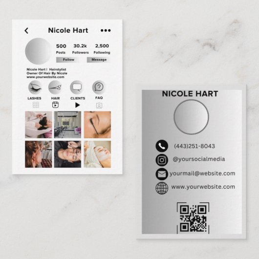 Instagram名刺、DIY Canva名刺 名刺 (正面/裏面)