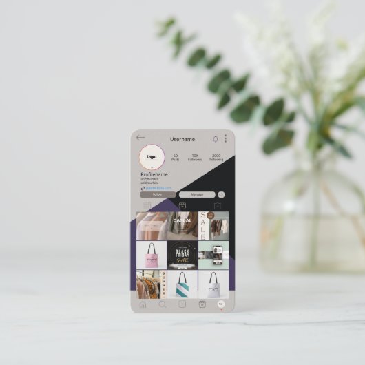 Instagram名刺QRコードグリーン名刺 名刺 (スタンド正面)