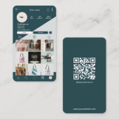 Instagram名刺QRコードダークグリーンカード 名刺 (正面/裏面)