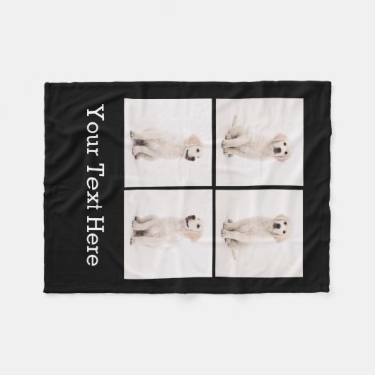 Instagram家族の写真を作成する犬の猫の写真 フリースブランケット (正面(横))