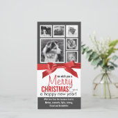 Instagram家族の写真レッドリボンクリスマス シーズンカード (スタンド正面)