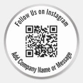 Instagram後を追の白黒シルバーQRコードに私たち ラウンドシール (正面)