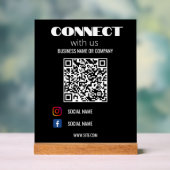 Instagram後を追のQrコードブラックモダン アクリルサイン (ニュートラル)